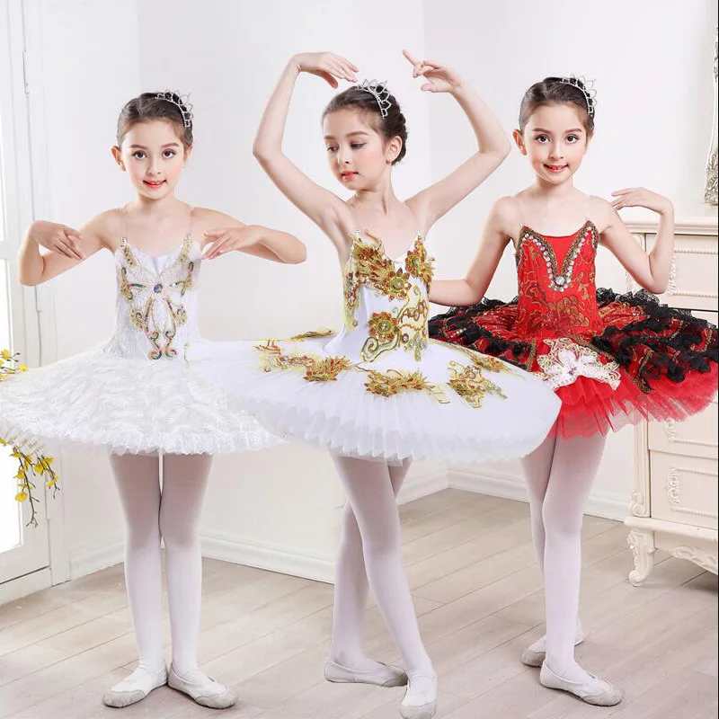 

kids white professional ballerina ballet tutu dress child children girls pancake tutu dance costumes ballet dress Outfits Suit
