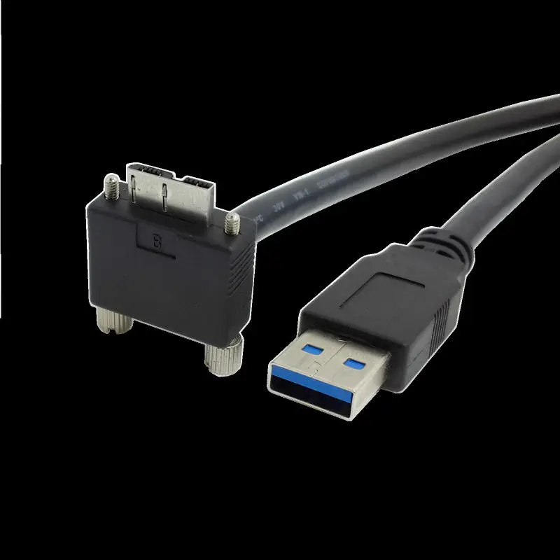 Прямоугольный Micro B USB 3 0 винтовой Кронштейн 90 градусов к USB3.0 A Type Male Дата кабель 1 2 м
