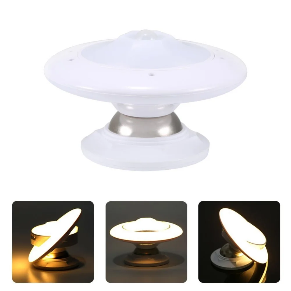 ufo motion sensor led night light 360 degree rotating step hallway night light motion sensor