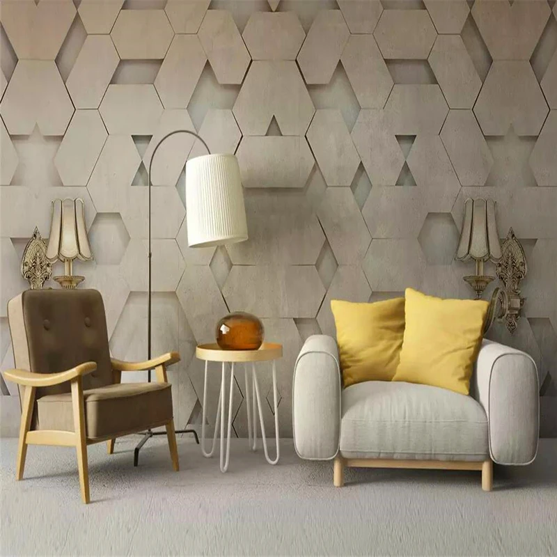 

Decorative wallpaper European 3D solid geometry wall lamp background wall