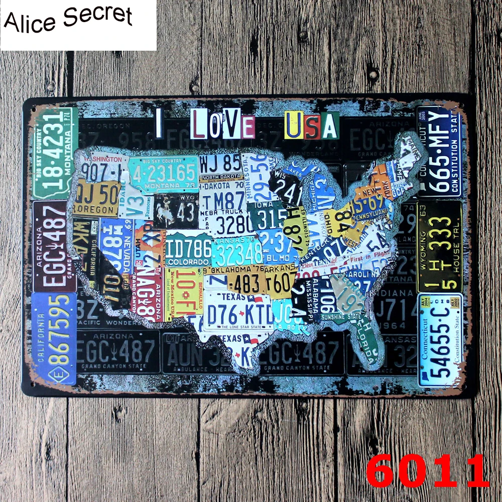 Bar Decor World Map Metal Plate Vintage Metal tin sign Bar Wall art