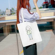 Простой повседневное мультфильм печати холст для женщин Tote карман эко-сумка мешок большой ёмкость плеча сумочку для