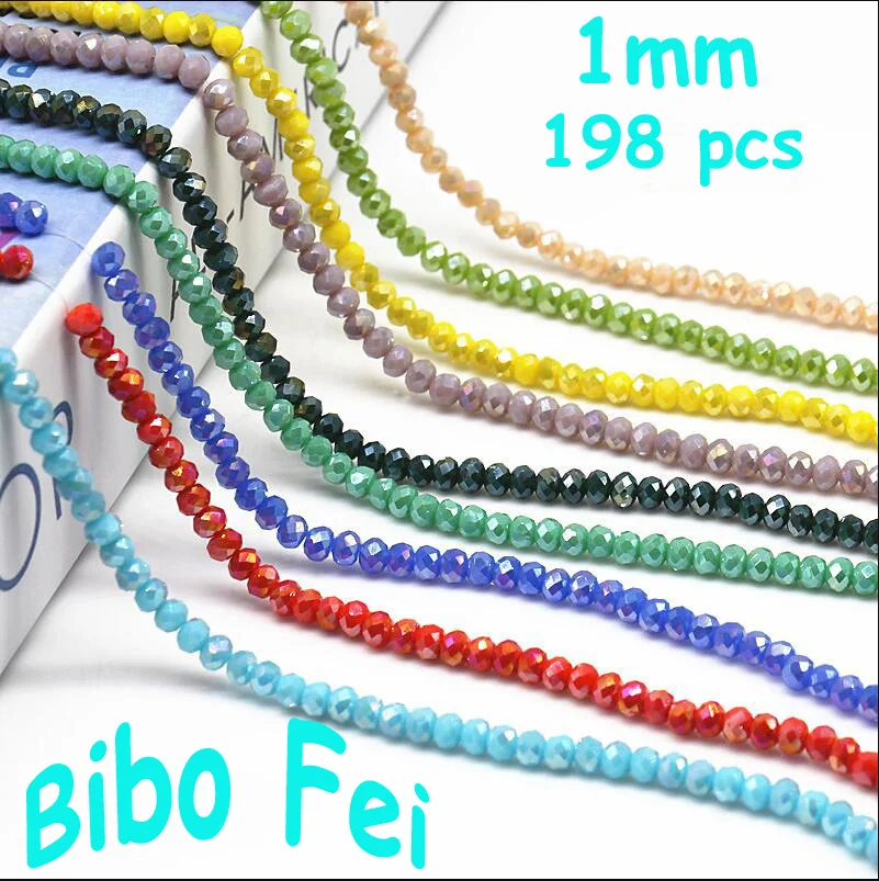 

Free shipping multi color 1mm 198PCS Bicone crystal beads Cut Faceted Round Glass Beads,bracelet necklace Jewelry Making DIY