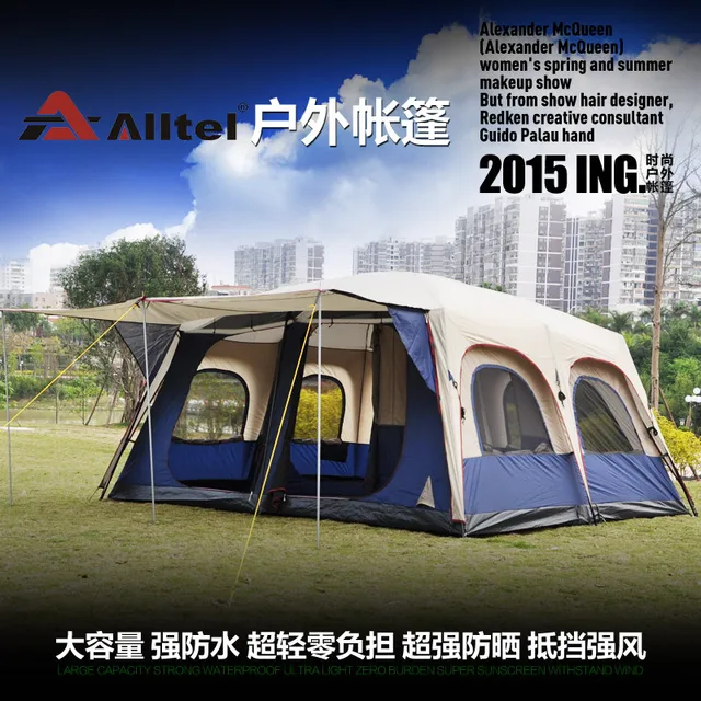 Cheap OZtrail super large anti rain 6-12 persons outdoor camping family cabin waterproof fishing beach tent 2 bedroom 1 living room