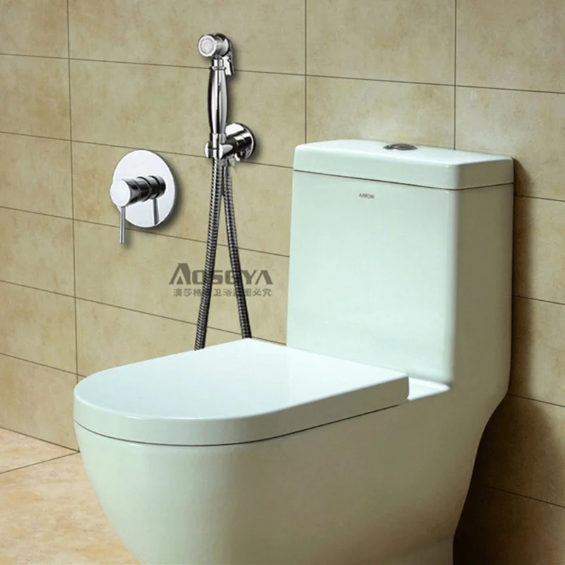 

Wall Mounted Shower Head System Polished Chrome Bath Bathroom Luxury Bidet Faucet Sprayer