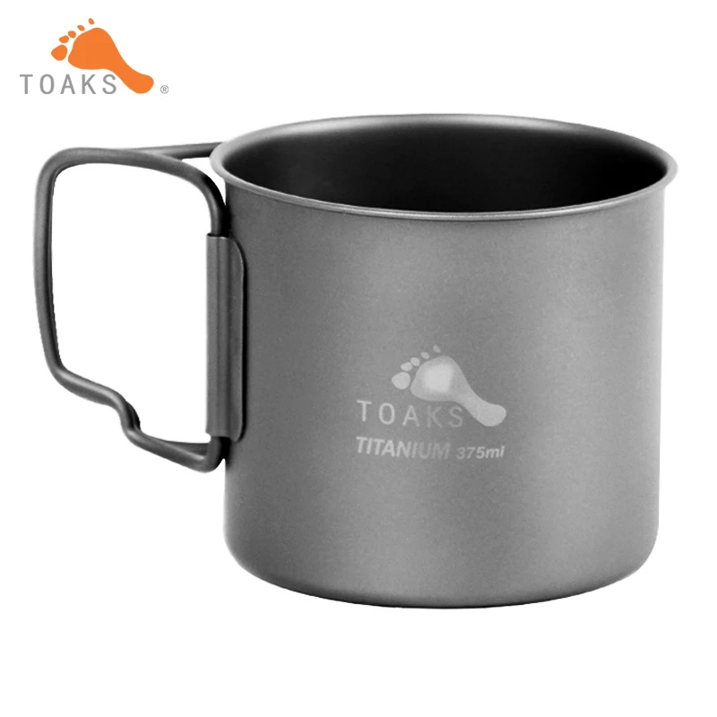 

Toaks Outdoor Titanium Water Cup Mug with Foldable Handle 375ml Portable Folding Handle Cup For Outdoor Tableware Cup-375