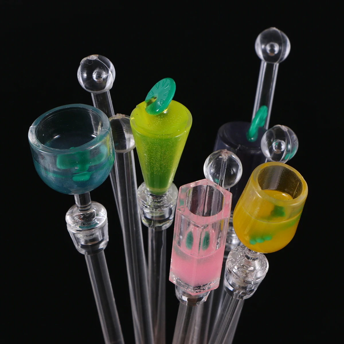 

10pcs 23CM Cute Cocktail Drink Mixer Bar Stirring Mixing Sticks With Colorful Miniature Accessory