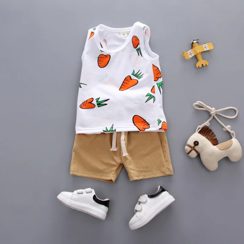 Baby boys clothes sets summer newborn baby csaual cotton sleeveless vest+short pants 2pcs