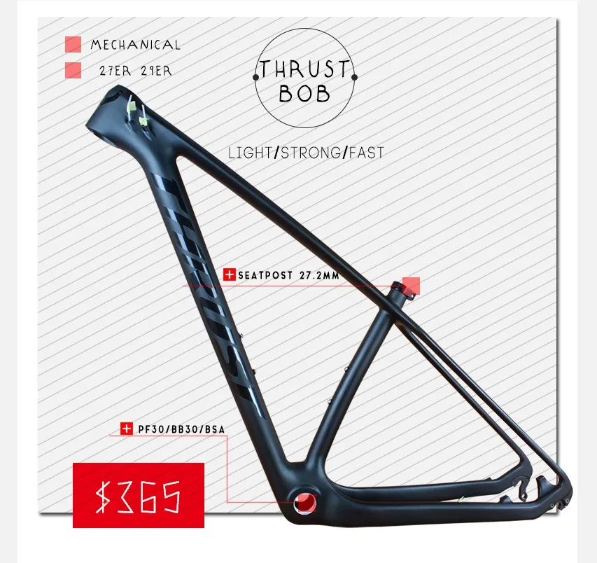 Buy THRUST Carbon Frames 15/17/19 INCHES 29 27 Carbon Mountain Bike Frameset