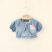 Высокое качество; Новинка; хлопковый джинсовый Кейп для девочек; однотонное Детское пальто для отдыха Стильное специальное предложение