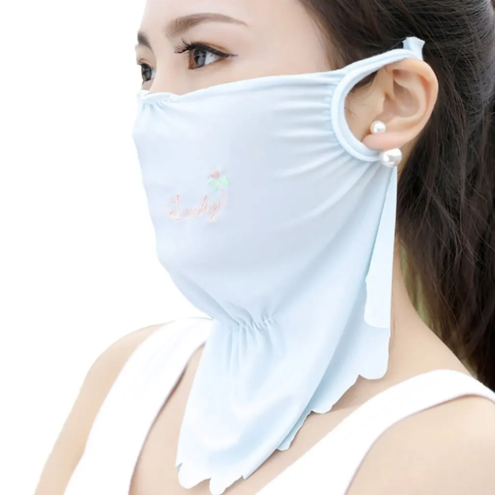 В Горошек Цветочная вышивка маска для лица модная удобная ледяная шелковая забавная Auti-Dust Милая полумаска для лица поставки