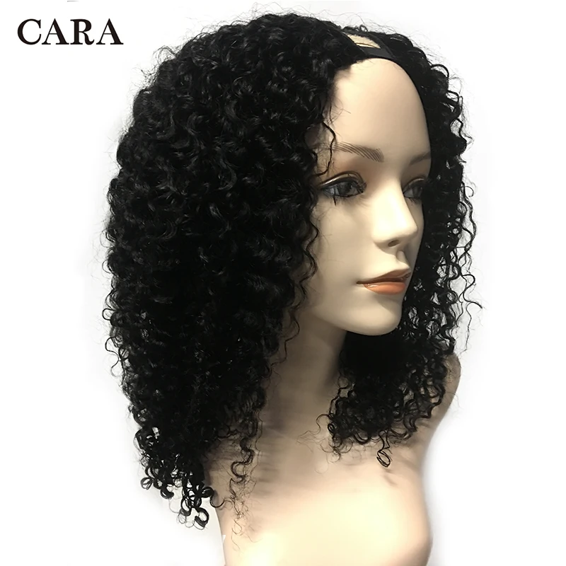 Неклеевой монгольский U Part Wig 3B 3C натуральные курчавые человеческие волосы парики