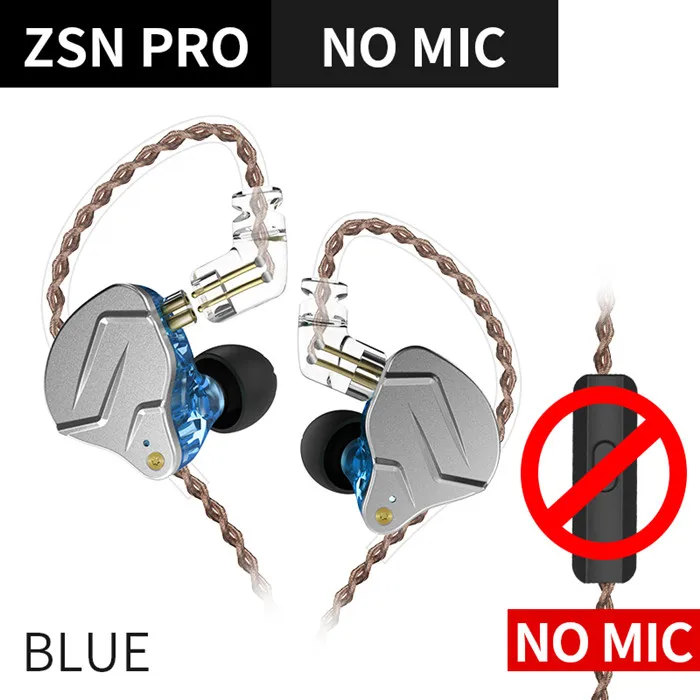 KZ ZSN Pro 1BA+ 1DD гибридные технологии наушники HIFI бас металлические наушники спортивные шумоподавление Гарнитура ZS10 AS06 AS10 X6 A10 AS16 - Цвет: blue without mic