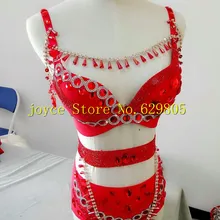 Женская одежда для сцены костюм сексуальный красный Стразы погоны боди кристалл дизайн Dj танцор певец ночной клуб Выпускные платья