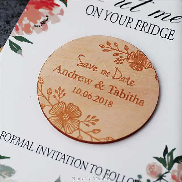 Custom Save The Date Magnets Wedding Wood Favors Anniversary Wood