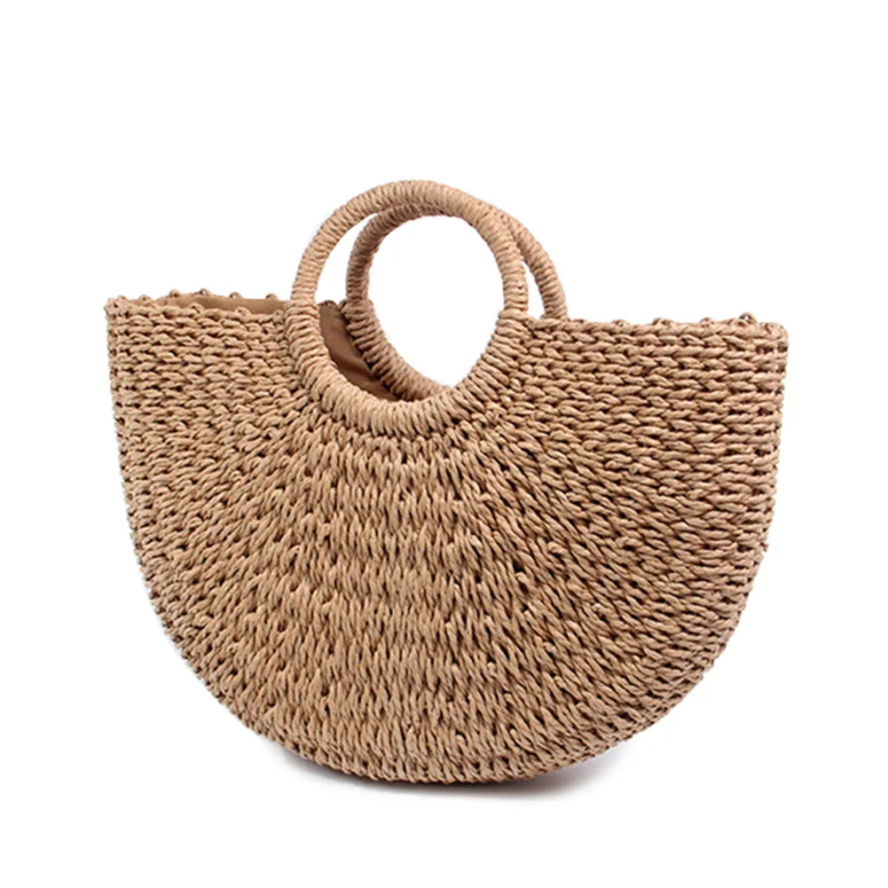

Women Summer Beach Bag Hand Woven Straw Bags Casual Tote Large Capacity Shopping Handbag Popular