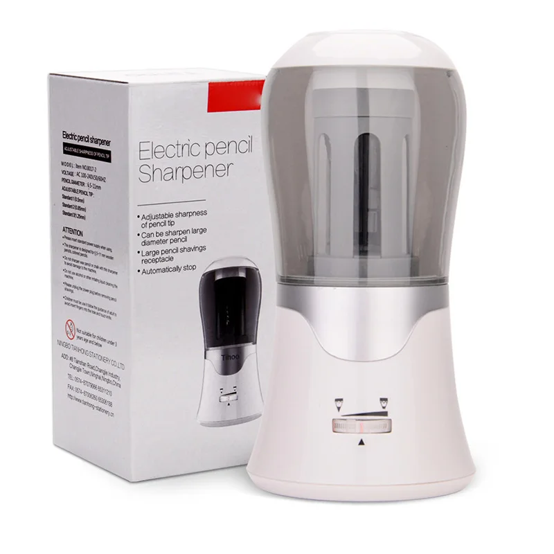 Pencil Charpener Adjustable Sharpness of Pencil Tip Automatic Stationery Mechanical Electric Pencil Sharpener - Цвет: Белый