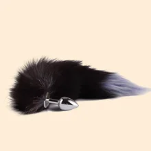 Real Fox Fur Tail Metal Anal Plug Adult Soft Sex Accessories Stainless Steel Butt Plug Erotic Couples SM Games Women Sex Toys