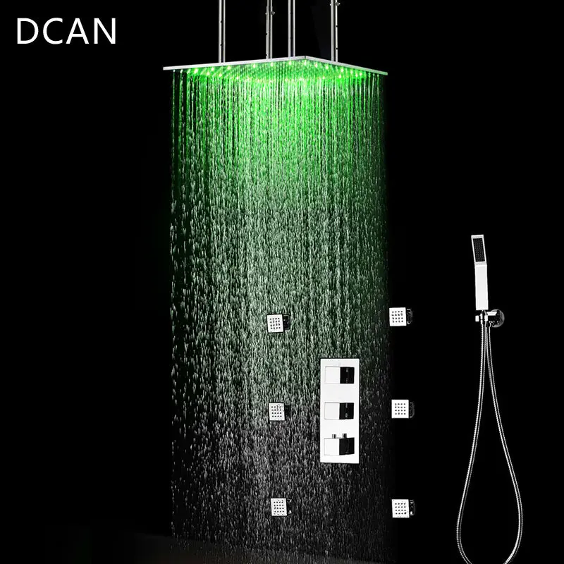 Goede DCAN Luxe Regen Plafond 20 Douchekop LED Douche Set Kranen Tap Douche Kit Met 6 Body 2 jet en Thermostatische Mengkraan