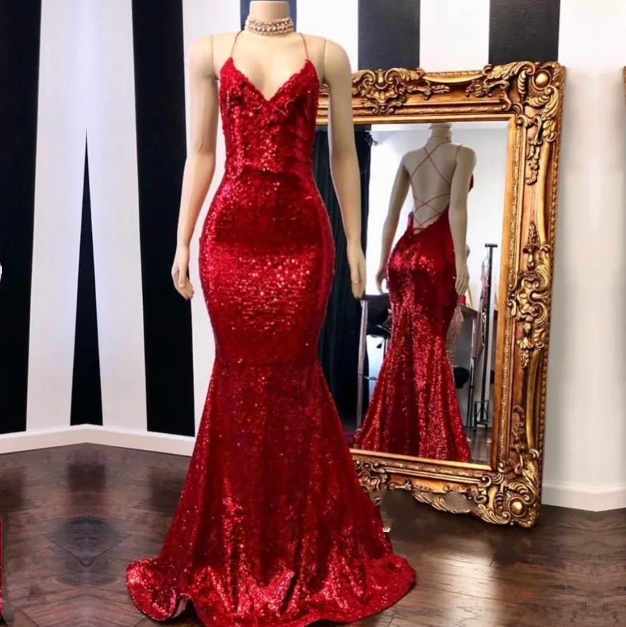 red mermaid prom dresses 2019