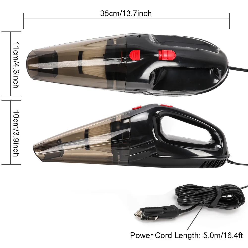 Автомобильный пылесос высокой мощности DC 12V 120W Портативный Легкий ручной влажный и сухой Авто Пыльник С 5 м шнур питания# YL5