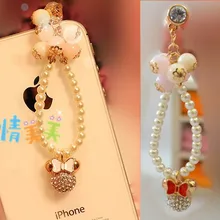 Модные милые новые жемчужные цепи Микки телефон Пылезащитная заглушка Аксессуары для мобильных телефонов 3,5 мм наушники Пылезащитная заглушка