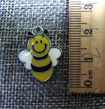 

50 pcs Cartoon Bee DIY Enamel Metal Charm Pendants DIY Jewelry Making Mobile Phone Accessories P101