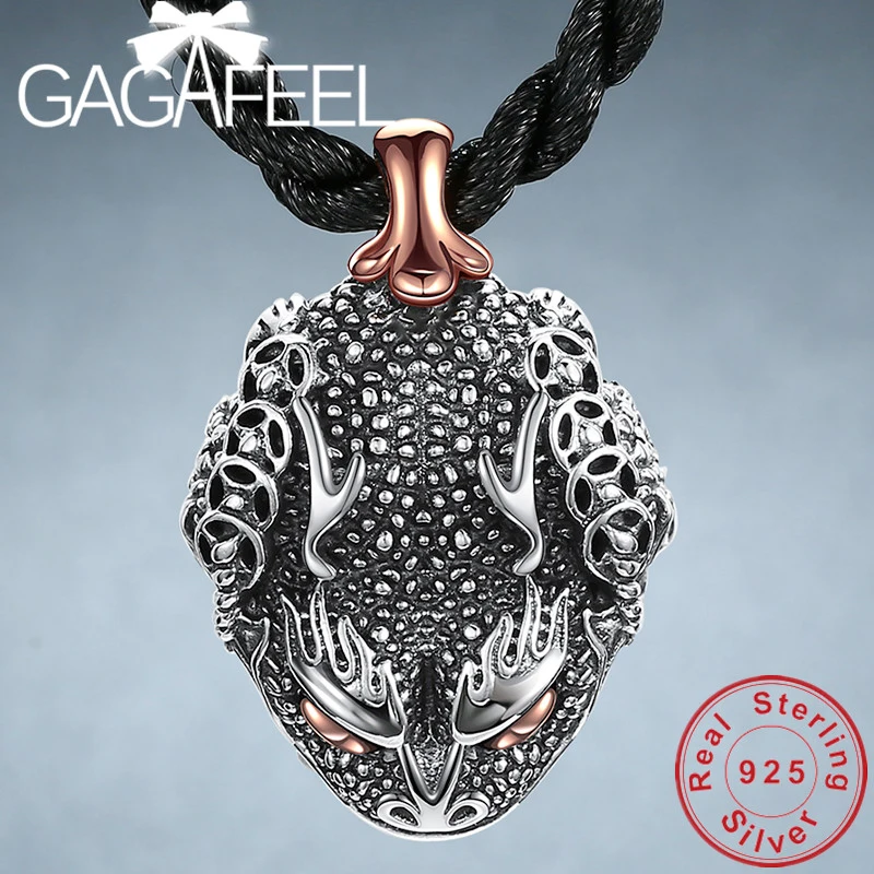 

GAGAFEEl S925 Sterling Silver Toad Necklace Pendants Couple Jewelries for Men Women Valentine's Gift