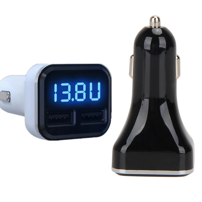 

24W 4.8A Dual USB Car-charger Auto LED Display Fast Charging Adapter with Current Voltage Meter Gauge Function Auto Accessories