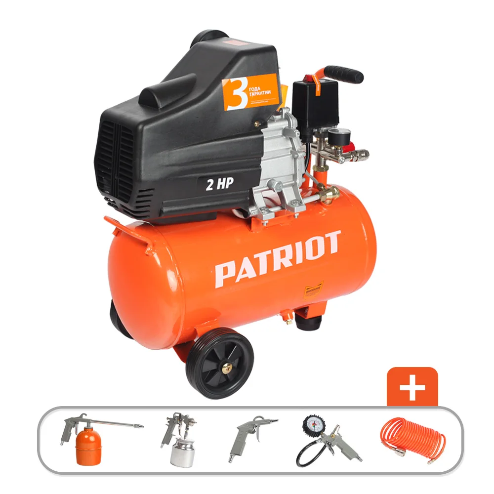 Компрессор электрический PATRIOT EURO 24-240K (1500 Вт, производительность 240 л/мин, давление 810 кПа, емкость ресивера 24 л)