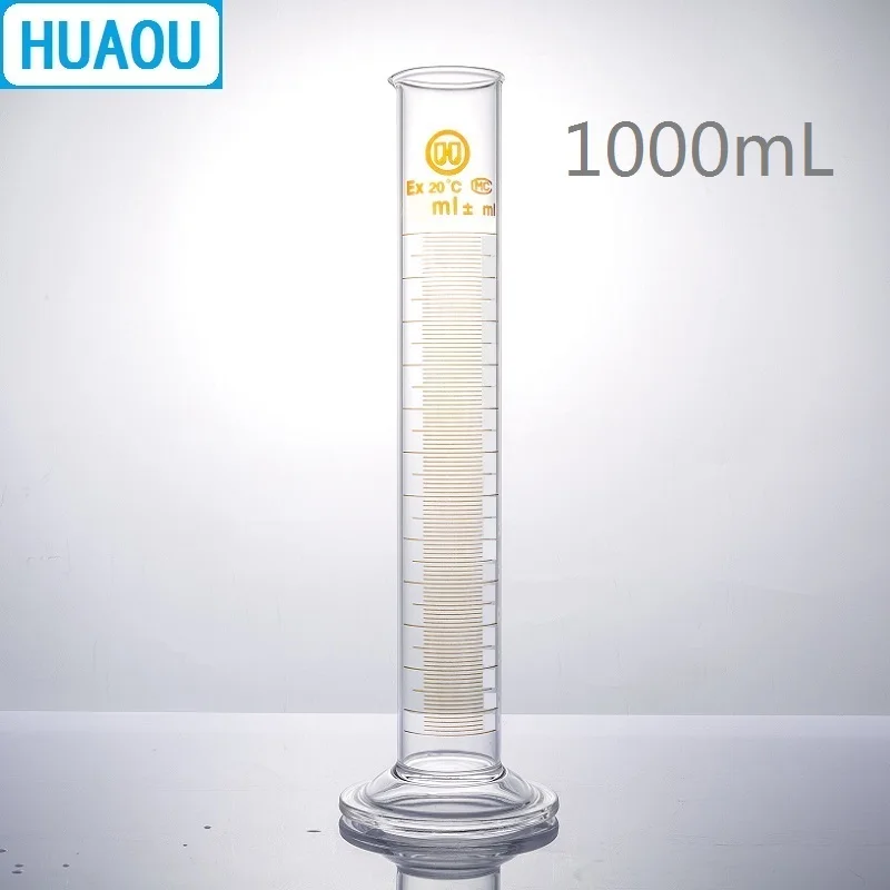 Измерительный цилиндр HUAOU 1000 мл 1 л с носиком и выпускным стеклом круглое