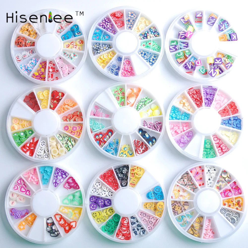 

Hisenlee 3D Polymer Clay Fimo Animal Plants Fruit slices Wheel Nail Art DIY Designs Wheel Nail Art Decorations