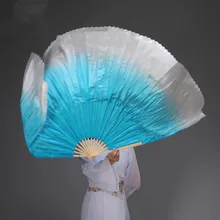 Экстра длинный двухслойный женский танцевальный веер Yangko вуаль Китайский традиционный народный танцевальный веер s 1 пара(1л+ 1р