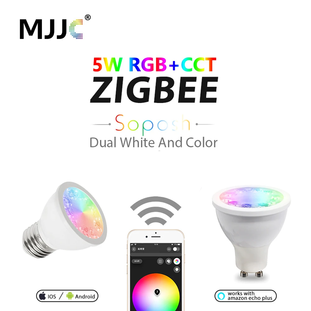 

ZIGBEE LED Light Bulb E27 Bridge Dimmable RGBW 5W LED GU10 Spotlight E26 110V 220V 230V RGBCCT Smart App Control LED Lamp