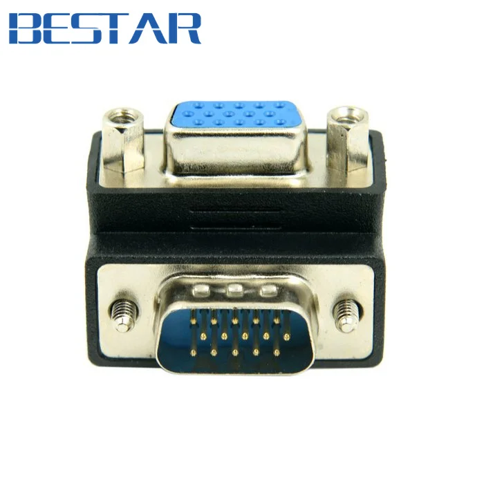 

270 Degree Right Angled VGA plug SVGA 15pin Male To VGA socket Female extension Adapter converter