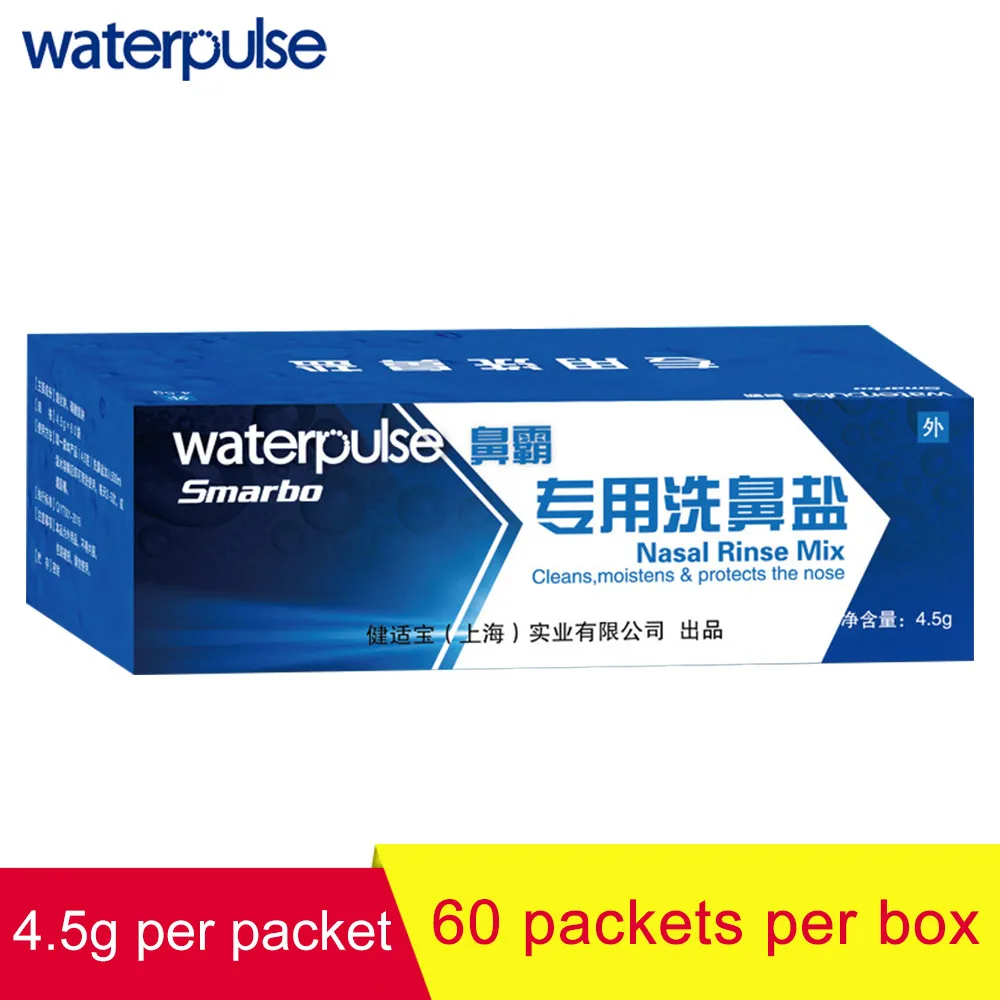 Waterpulse для промывания носа соль для 500 мл бутылка носовые краску микс в штучной упаковке 4,5 г* 60 пакетиков аллергических против ринита, для носа мыть очиститель ирригатор для полости рта воды Ирригатор