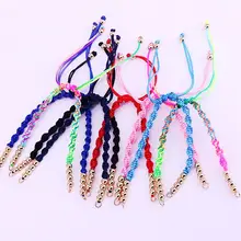 20 шт Mix Цвет Медь бисером регулируемый веревочный Плетеный плетеный браслет для Для мужчин Для женщин DIY ювелирных изделий Выводы