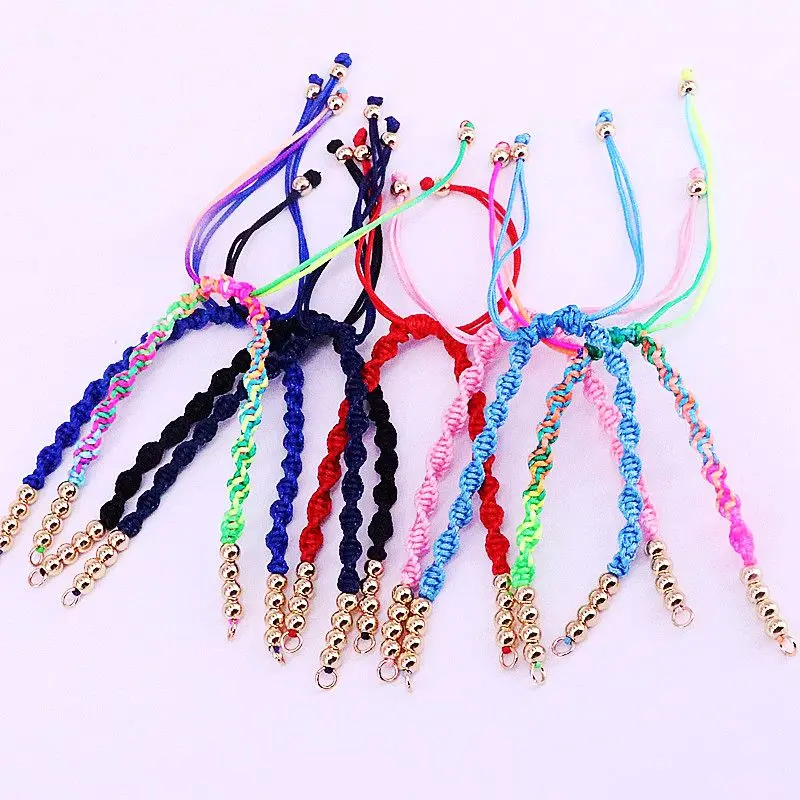 

20Pcs Mix Color Copper Beaded Adjustable Rope Braiding Macrame Bracelet for Men Women DIY Jewelry Making Findings