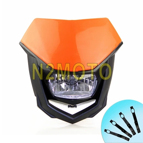 Красный грязный велосипед фара для мотокросса фара для Honda Yamaha Suzuki Kawasaki Streetfighter Supermoto - Цвет: orange black