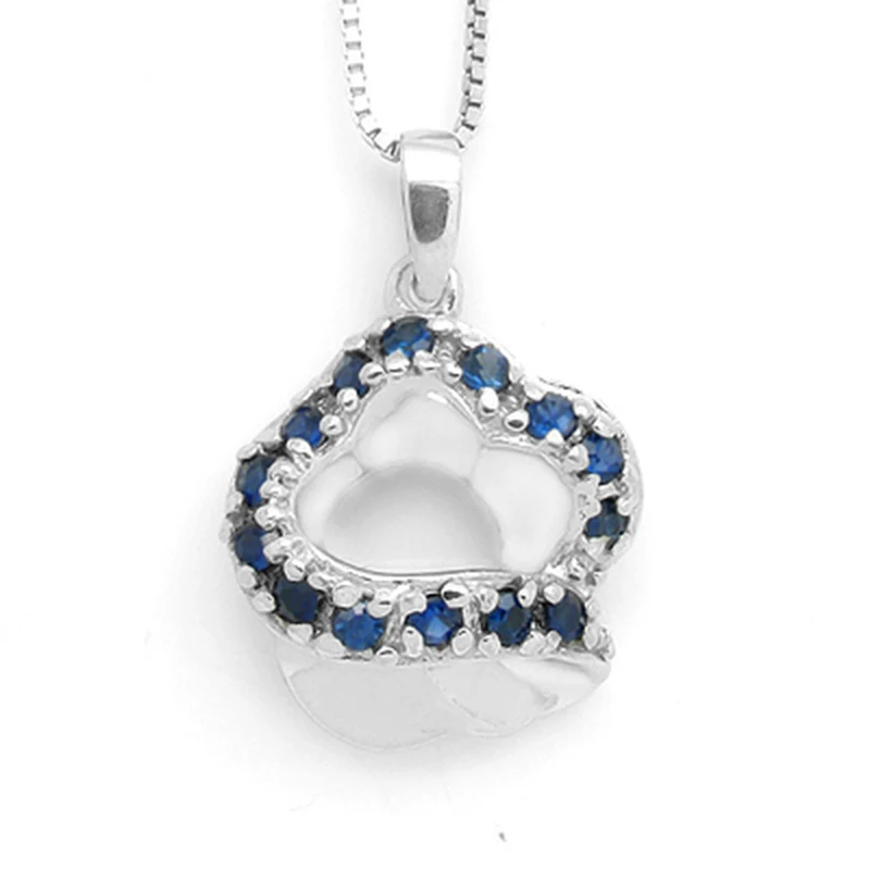 2017 Qi Xuan_Dark Blue Stone Heart Pendant Necklace_Real Dark Blue Stone Necklace_Quality