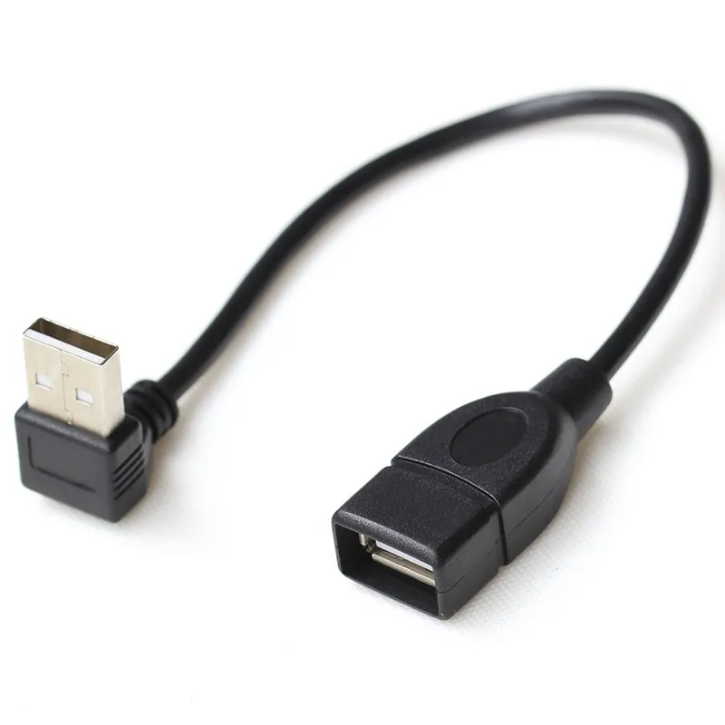 10 см 20 см USB 2,0 мужчина к женскому 90 Угловой Удлинительный адаптер кабель USB2.0 мужчина к женскому право/влево/вниз/вверх черный кабель Шнур