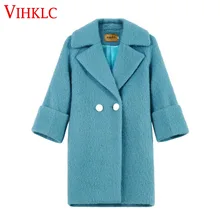 Сезон Зима модные женские туфли новое пальто с длинными рукавами средней длины высокое качество Шерстяное пальто супер теплое шерстяное пальто Для женщин A238