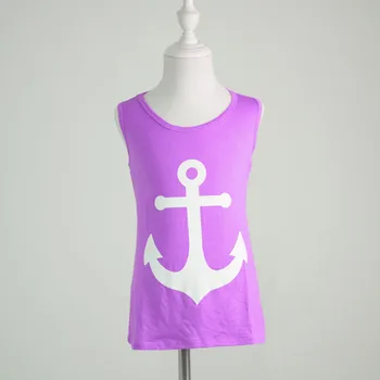 

kids size wholesale boutique mutiple colors anchor printing top fashion women clothing back bow swim shirts