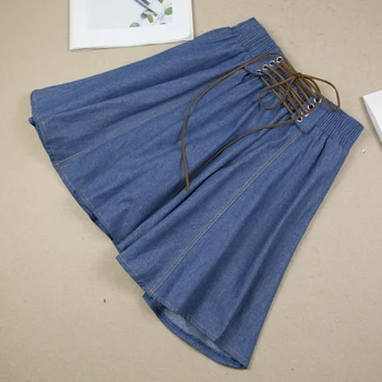 

EFINNY Fashion High Waist Skirts Summer Women Lace Up Denim Skirt Female Casual Jeans Skirt