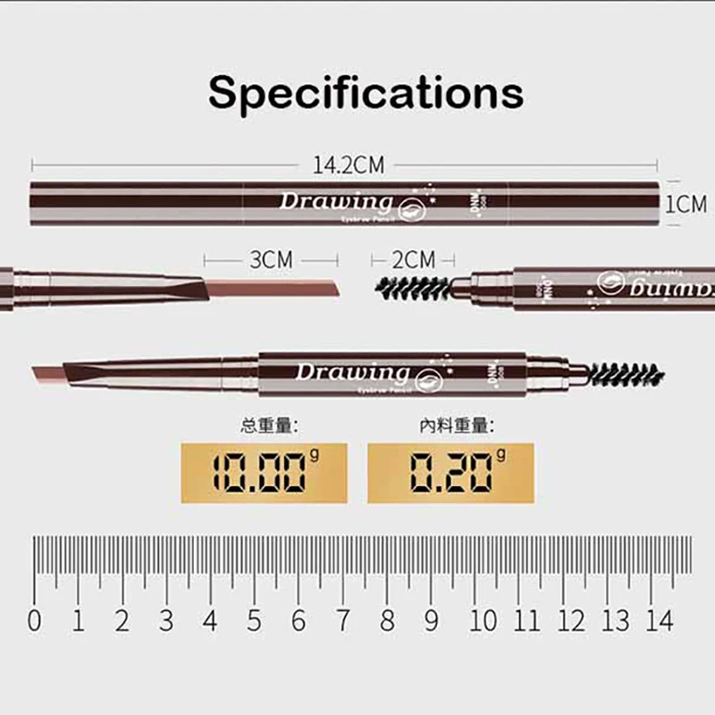 1 шт., профессиональный двойной автоматический вращающийся карандаш для бровей с кистью для бровей, усилитель бровей, стойкий макияж, инструмент для макияжа