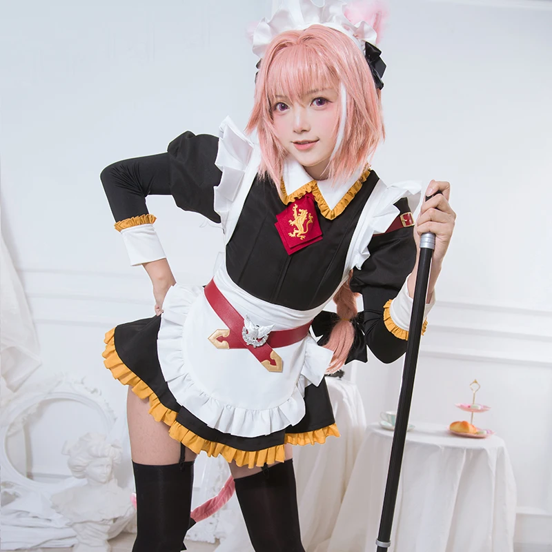 

[Stock] Fate/Grand Order FGO Astolfo Cosplay Costume Astolfo Maid Uniform Dress Halloween costume For Women Free Shipping