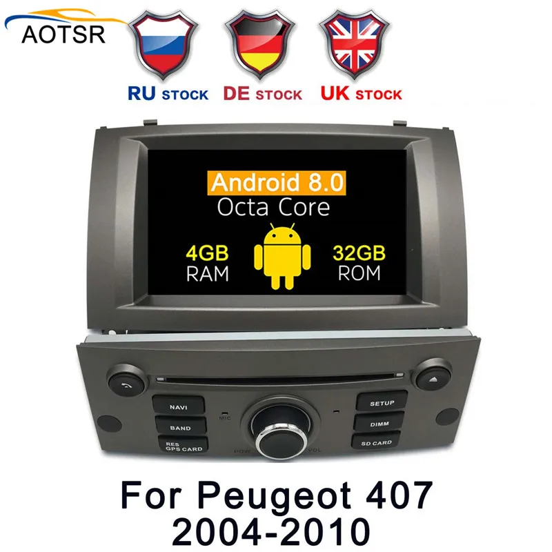 " Android 9,0 Автомобильный мультимедийный DVD плеер головное устройство для peugeot 407 2004 2005 2006 2007 2008 2009 2010 радио стерео gps навигации