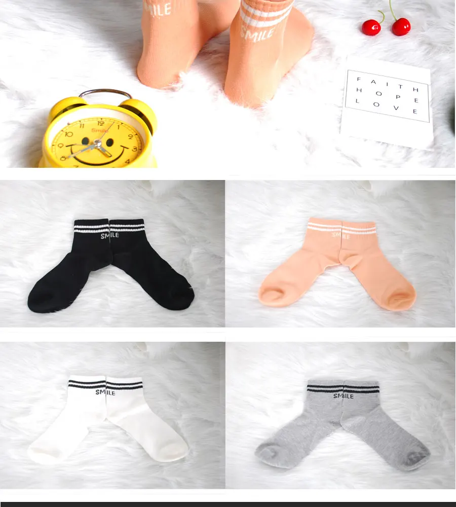 LIONZONE 6 пар/лот женские брендовые носки забавные с буквой "Улыбка" уличная Calcetines Divertidos Harajuku Kawaii женские носки