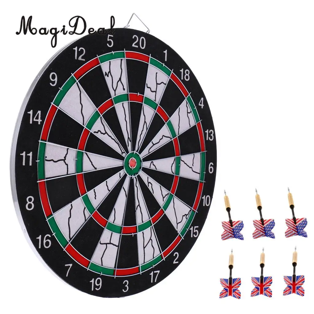 MagiDeal Portable Double-sided Dart Board Bulls-Eye Game with 6 Brass Darts