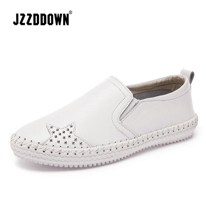 

Women genuine leather flats shoes Handmade Ladies Ballerina Moccasin Shoe Female Summer Slip On Loafers Jewel Luxury Footwear